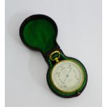 Gilt metal cased pocket barometer, the dial inscribed Lennie, Edinburgh, in red leather case