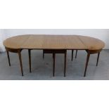 A mahogany three part D-End dining table, 260 x 76cm