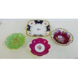 Coalport floral patterned porcelain dishes to include a square shaped example and two oval twin