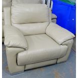 A contemporary beige leather electric recliner chair, (matches lot 261) 102 x 124cm