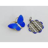 Norwegian silver and enamel butterfly brooch together with a silver and enamel circular paste set