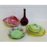 A collection of Maling and Carlton Ware pottery to include serving dishes, basket, jar and cover,