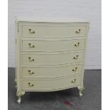 A white and giltwood five drawer chest, 108 x 92cm