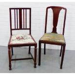 Two mahogany framed hall chairs, 92 x 41cm (2)