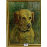 John Murray Thomson 'A Golden Labrador' Oil-on-canvas, signed bottom left, in a glazed gilt wood