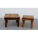 Two modern hardwood lamp / side tables, 42 x 62cm (2)