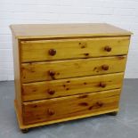 A pine four drawer chest of drawers, 74 x 85cm