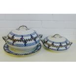 A Losol Ware circular tureen and cover with serving dish, together with another smaller, (3)