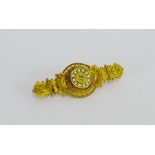15 carat gold diamond and seed pearl brooch, full set of Chester hallmarks
