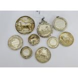 A group of nine early to mid 20th century silver and white metal Agricultural and horse related