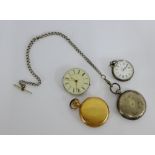 A gold plated pocket watch together with a Victorian London silver cased pocket watch, Continental