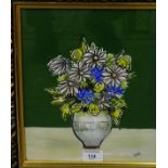 Rachael M. Smith 'Flowers in a Vase' Mixed Media, signed with initials, in a glazed gilt wood frame,