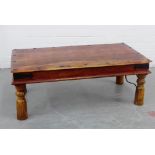 A hardwood coffee table, 110 x 42cm