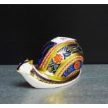 A Royal Crown Derby 'Imari' patterned paperweight in the form of a Garden Snail, limited edition