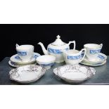 Coalport Revelry pattern breakfast set to include teapot, milk jug, sugar bowl, two cups, two