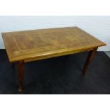 An oak marquetry style inlaid dining table, 76 x 182cm
