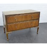 A mahogany chest with two long drawers and cabriole legs, 70 x 98cm