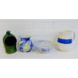 A mixed lot to include a Wardle Art Deco vase, a Studio pottery green glazed salt crock, a modern