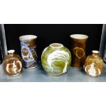 A collection of five Aviemore Pottery vases, tallest 16cm, (5)