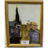 Bettina Healey 'Roof Tops' Collage, signed in a glazed frame, 14 x 20cm