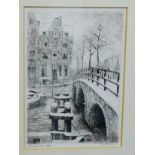 Henk Stals 'Amsterdam' Engraved print, pencil signed limited edition print numbered 30/50, 13 x 20cm