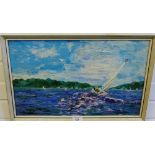 G.S. Duncan 'Sailing on Holy Loch' Oil-on-Board, signed and framed, 47 x 29cm