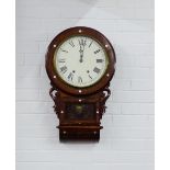 An abalone inlaid drop dial wall clock, the circular enamel dial with Roman numerals