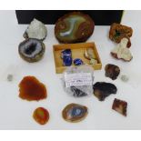 A carton containing a collection of crystals and hard stones etc., (a lot)