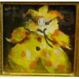 Hazel Nagl, RSW 'Italian Clown Mixed Media, signed, in a glazed and gilt wood frame, 8 x 8cm