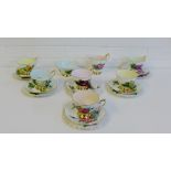 A Paragon china tea set in the 'Rendezvous' pattern, painted with six world famous roses by 'Harry