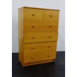 A modern beechwood chest of drawers, 123 x 80cm