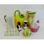 Miscellaneous ceramics to include a jug moulded in the form of a lemon, New Orleans salt and