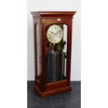 A large mahogany cased fusee Master with a Gents of Leicester clock face, 110 x 50cm