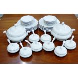 A quantity of Hutschenreuther white glazed table wares to include two circular tureen and covers,