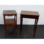 A mahogany bedside table and a side table with single drawer, 74 x 43cm (2)