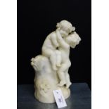 A white alabaster cherub figure group, 31cm high