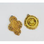 Two early 20th century 9 carat gold fob medals to include a National Cross Country Union Scotland