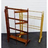 A mahogany towel rail together with a pine towel rail (2)