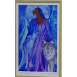 Maxine Noel (Ioyan Mani) 'Wool Guardian' Pencil signed framed print, 11 x 19cm