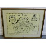 A map of East Lothian in a gilt wood glazed frame, 60 x 40cm