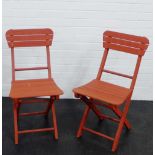 A pair of fold-away chairs, 82 x 42cm, (2)