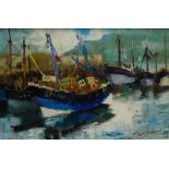 Burke 'Harbour Scene' Oil-on-Panel, signed, framed, 59 x 39cm