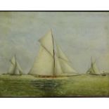 J. Cunningham 'Sailing Boats' Oil-on-Board, signed and dated 1896, in a rosewood frame, 36 x 27cm