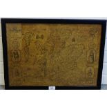 The Kingdome of Scotland, framed map, 50 x 35cm