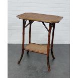 An early 20th century two tier bamboo side table, 73 x 62cm