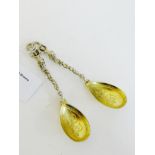 A pair of Victorian Scottish silver gilt anointing spoons, with caryatid cast handles, makers mark