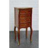 A French sty;e hardwood four drawer chest with brass mounts, 81 x 36cm