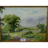 H.H. Parker 'Countryside Landscape' Watercolour, signed and dated 1887, in a glazed gilt wood frame,