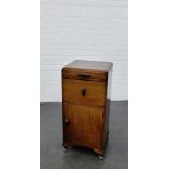 A mahogany bedside cabinet with single drawer and cupboard door, on cabriole feet