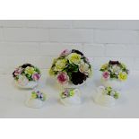 A collection of three Royal Doulton porcelain floral posies to include three swan posie groups, (6)